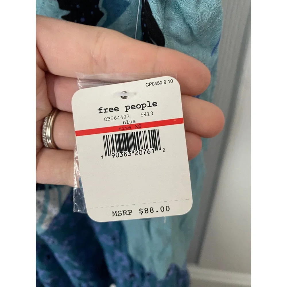 Free People Someone Like You Slip Dress Womens XS Blue Floral Boho Festival Chic